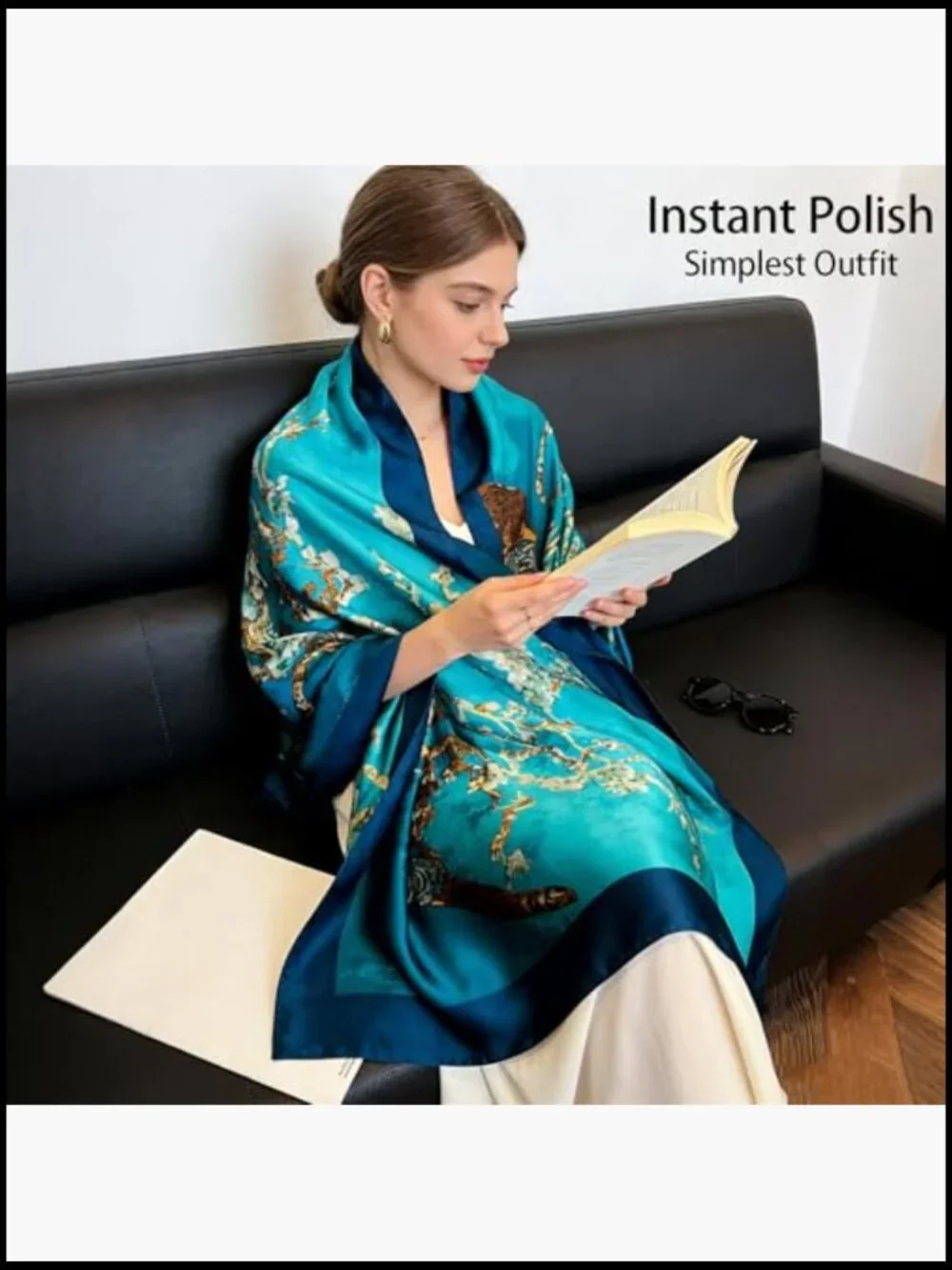 Large Silk-Feel Shawl Scarf Lightweight Satin Wrap Fashion Neck Scarf Hijab
